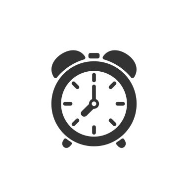 Çalar saat simgesi. Vektör çizimi düz tarzda. Beyaz arka planda yalıtılmış.