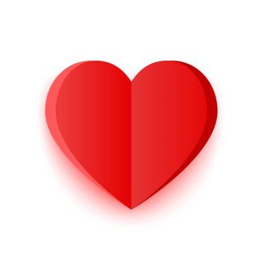 Kalp vektör simgesi. Gölge ile Aşk illüstrasyon 3d sembolü.