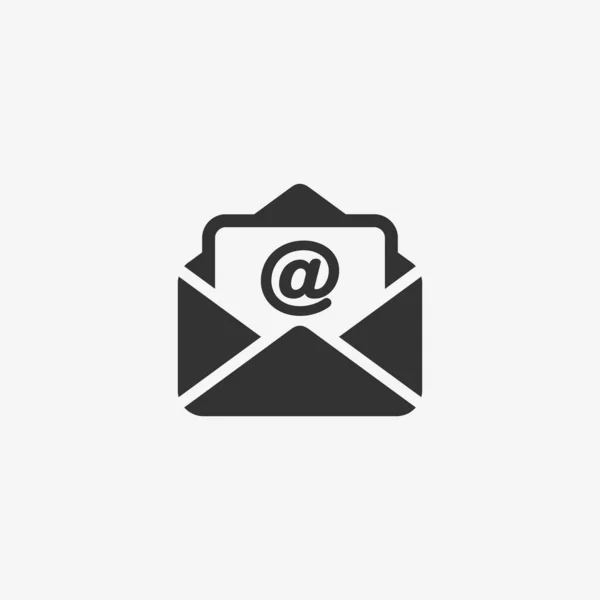 Icône Email Pictogramme Enveloppe Noire Symbole Vectoriel Bouton Adresse Correspondance — Image vectorielle