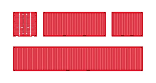 Rote Schiffscontainer Vektor Illustration Auf Weißem Hintergrund Kran Mit Ladung — Stockvektor