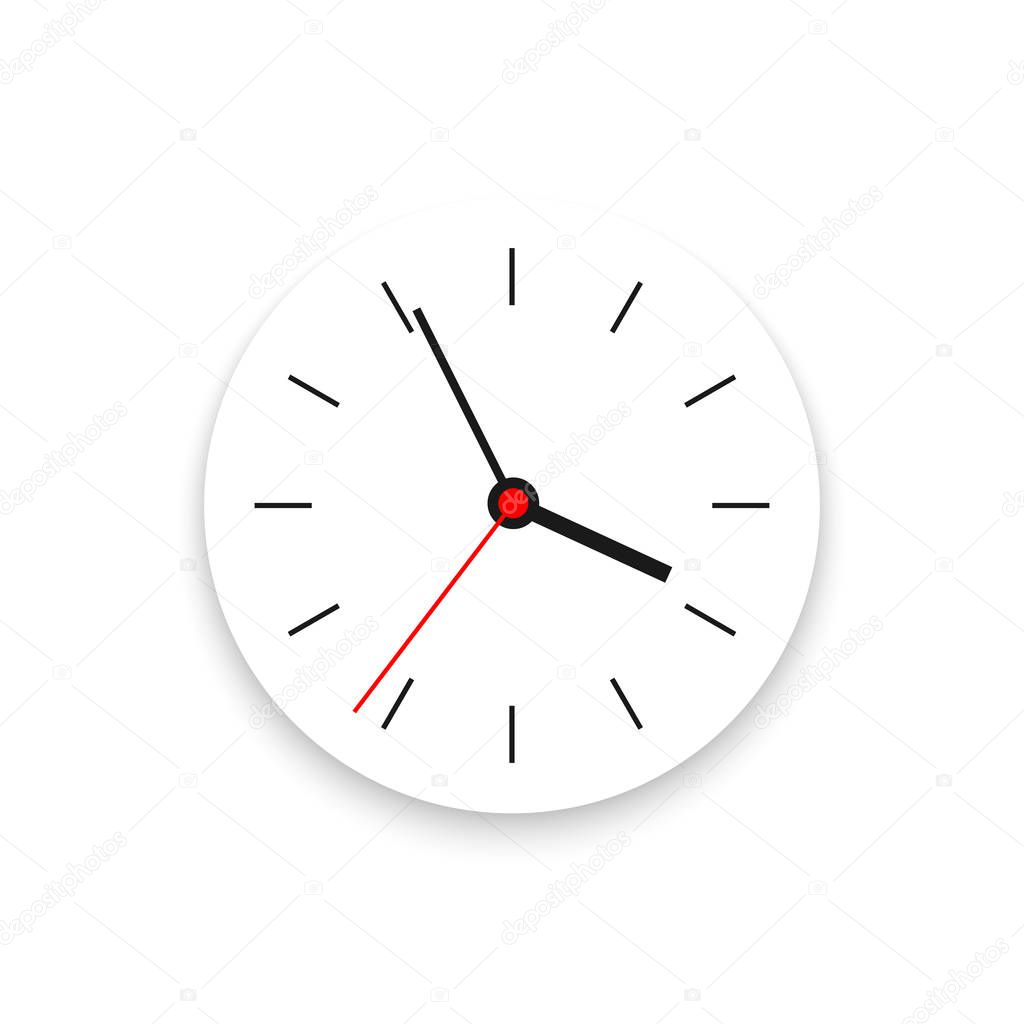 Clock Icon. Time logo. Wall clock isolated on white background. Vector Illustration.