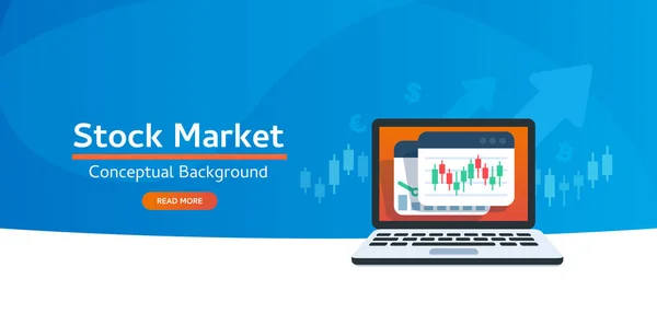 Webb Banner Mall För Börs Marknadskoncept Aktier Marknadskurva Diagram Datorskärmen — Stock vektor