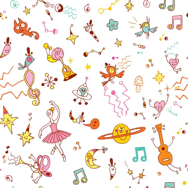 Fun Cartoon Comic Characters Seamless Pattern — Stock Vector