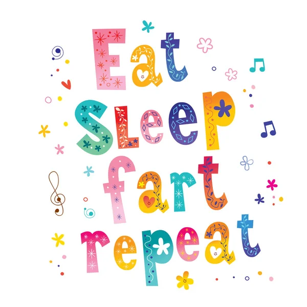 Eat Sleep Fart Repeat — Stock Vector