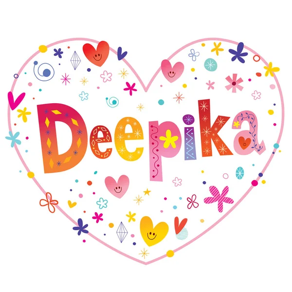 Deepika Dziewczyny Nazwa Projektu Miłości Kształcie Serca Ozdobny Napis — Wektor stockowy