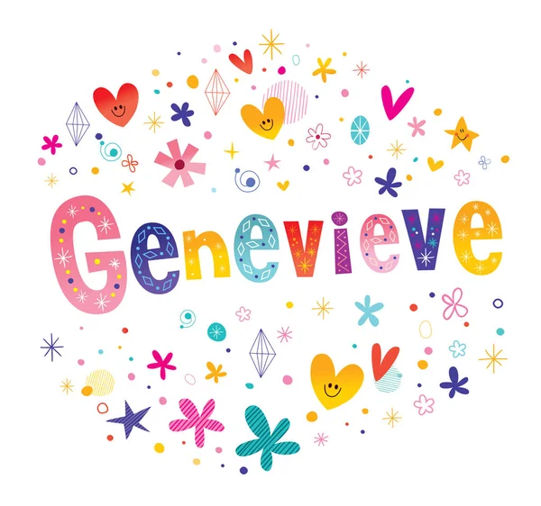 Genevieve Meninas Nome Decorativo Lettering Tipo Design — Vetor de Stock