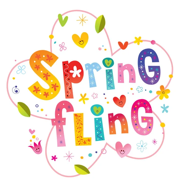 Spring Fling Romantische Liebe Schriftzug Design — Stockvektor