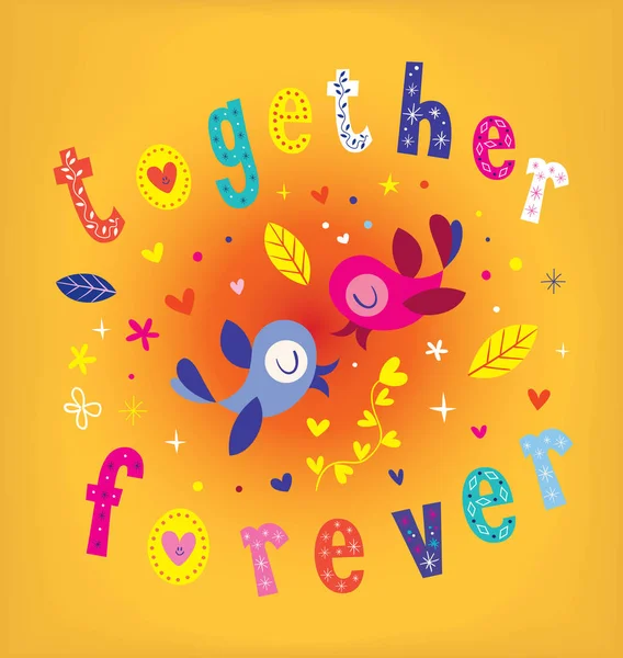 Together Forever Romantic Love Design — Stock Vector