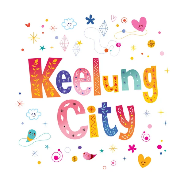 Keelung City Diseño Letras Único — Vector de stock