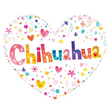 Chihuahua - vektör tasarımı yazı kalp şeklinde türü