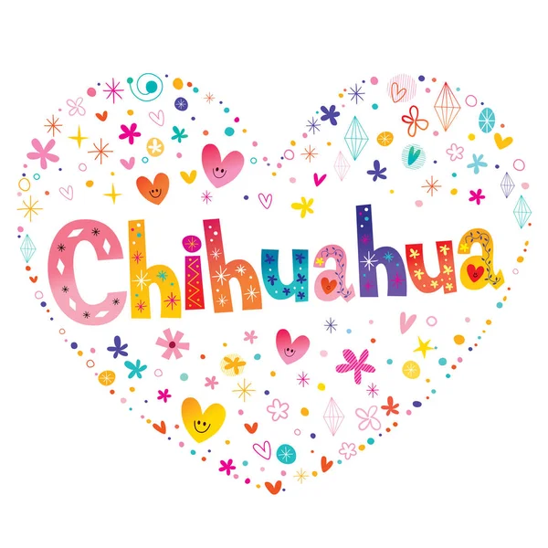 Chihuahua Heart Shaped Type Lettering Vector Design — Stock Vector