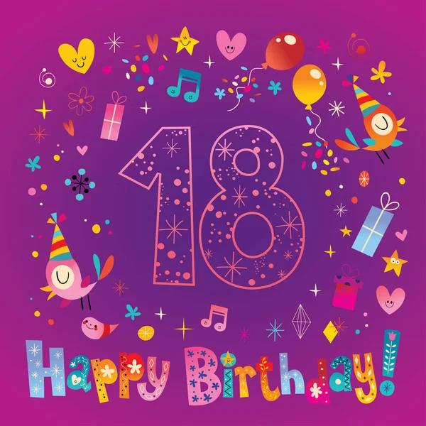 Happy Birthday Years Teen Greeting Card — Stock Vector