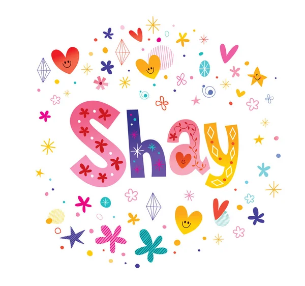 Shay Niñas Nombre Decorativo Tipografía Tipo Diseño — Vector de stock