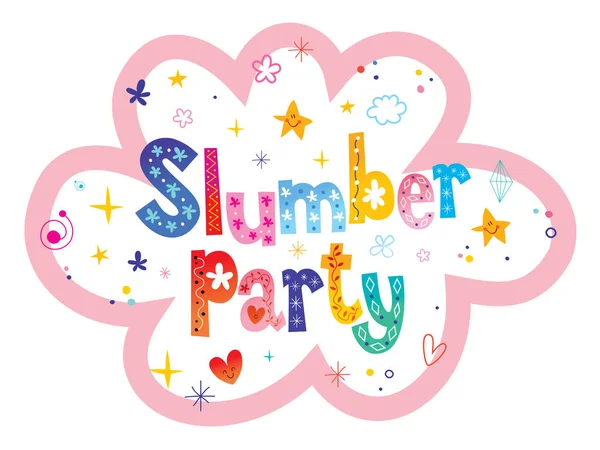 Slumber Party Unieke Belettering Van Ontwerp — Stockvector