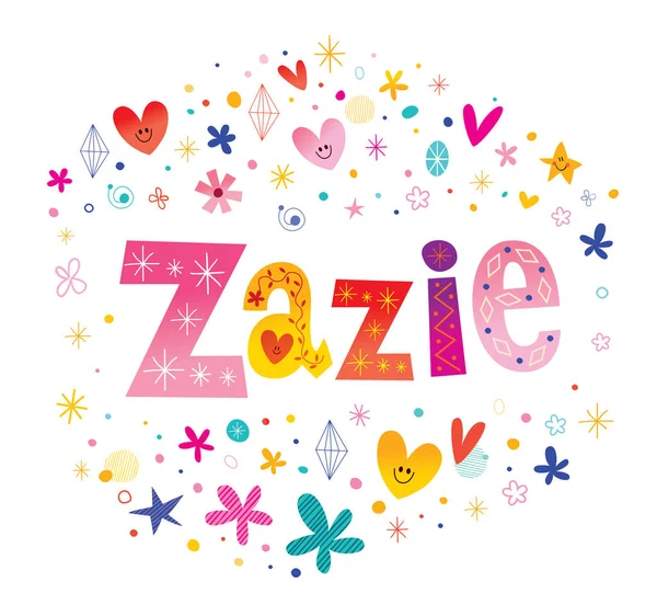 Zazie Ragazze Nome Decorativo Lettering Tipo Design — Vettoriale Stock