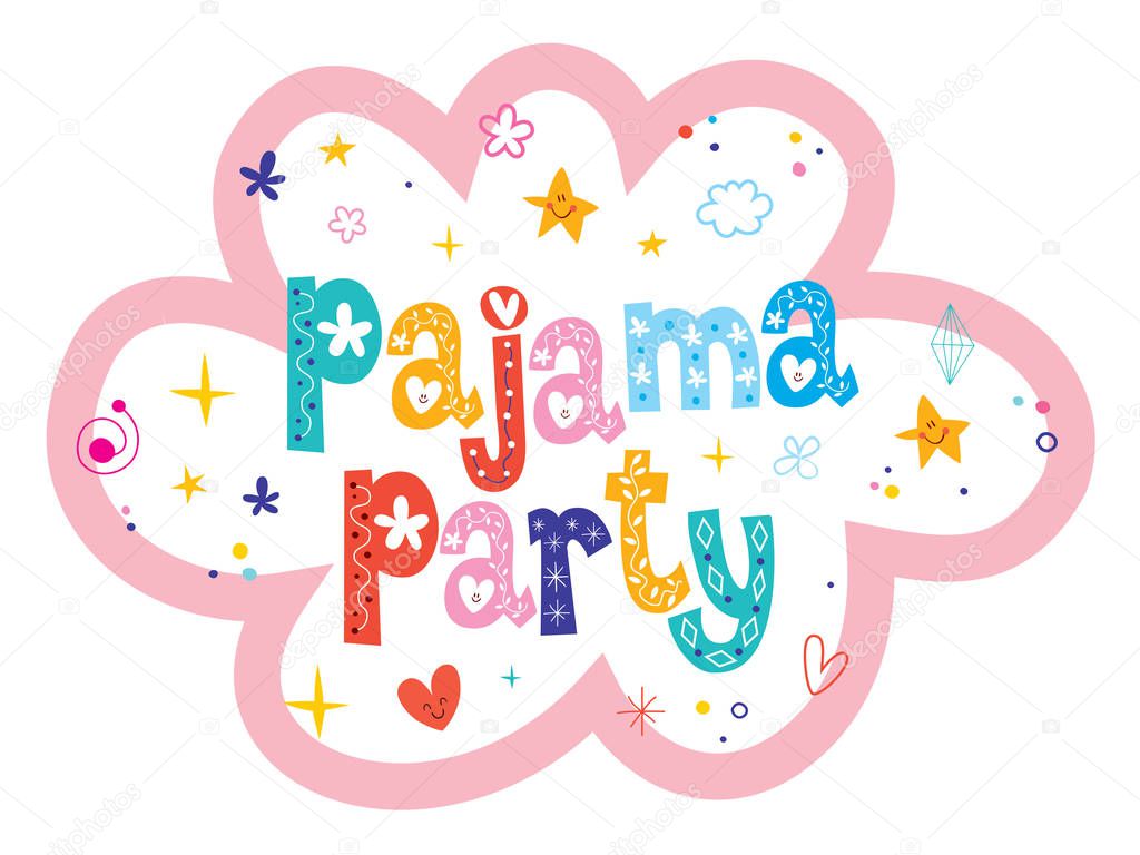 pajama party unique lettering design