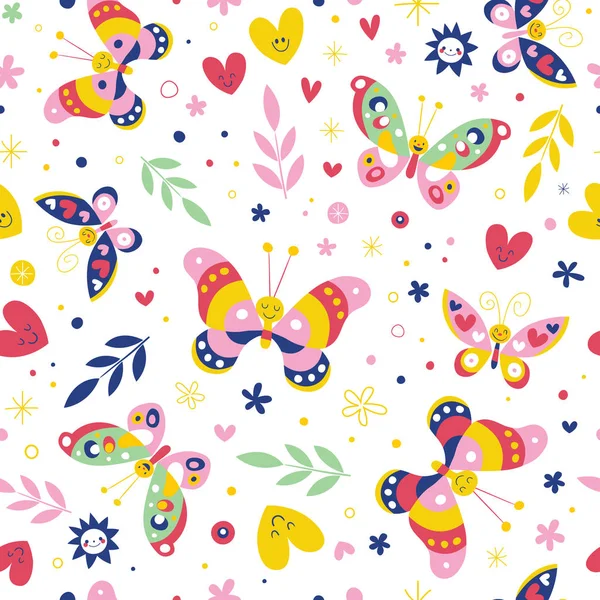 Butterflies Nature Seamless Pattern — Stock Vector