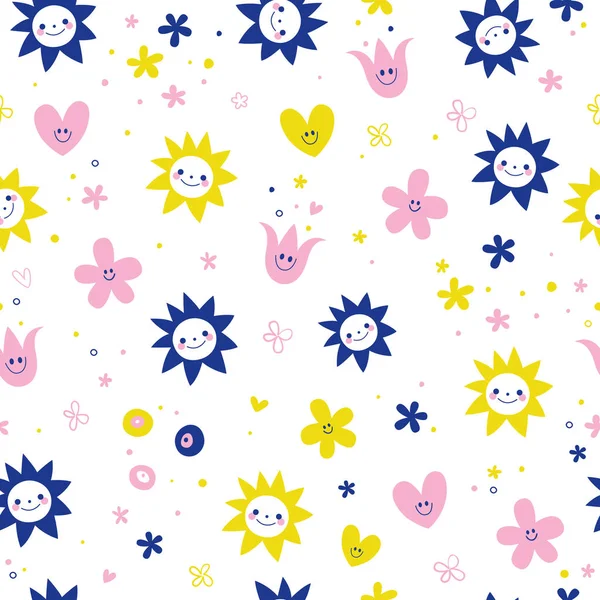 Cute Flowers Seamless Pattern — Stock Vector