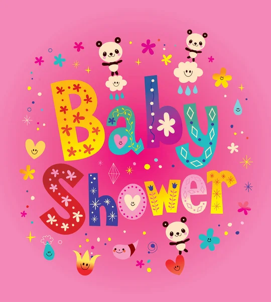 Baby Shower Card Cute Panda Bears — Stockvector