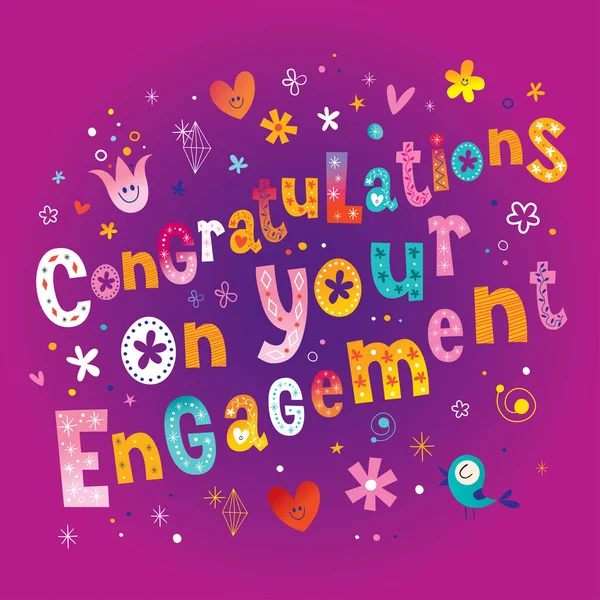 Congratulations Your Engagement Greeting Card — Stock Vector