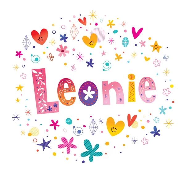 Leonie Ragazze Nome Decorativo Lettering Tipo Design — Vettoriale Stock