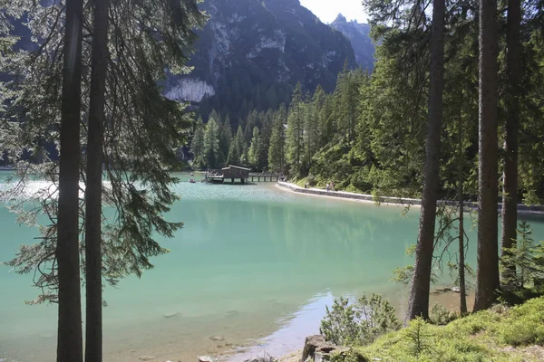 254 Braies Italie Août 2011 Lac Étonnant Est Situé Cœur — Photo