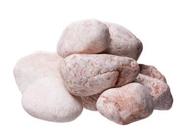 Pembe taşlar yakın çekim, beyaz arka plan üzerinde izole.