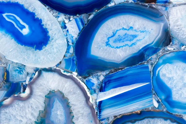 Agat texture with extraordinary ornamental blue surface. — Stock Photo, Image