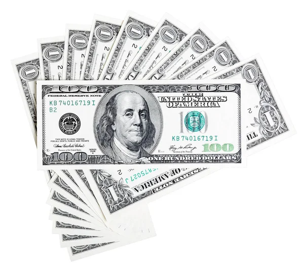 Cem notas de dólar de design antigo dos EUA . — Fotografia de Stock