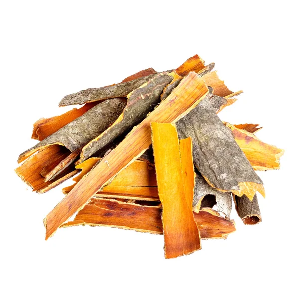 Dry chopped bark of the buckthorn. Rhamnus frangula. — Stock Photo, Image
