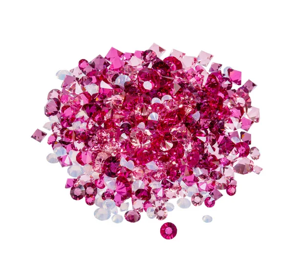 Diamonds, ruby stones heap isolated on white background. — Stock Photo, Image