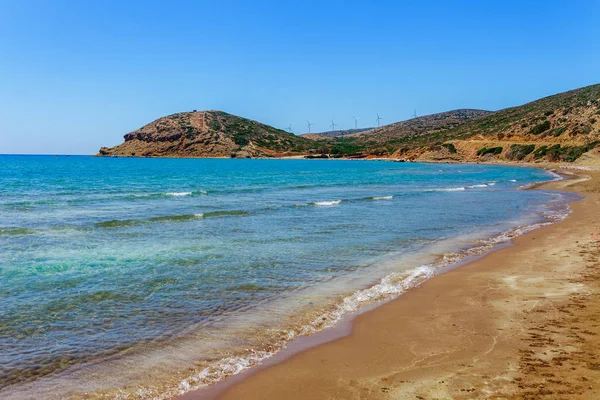 Malowniczej Plaży Prasonisi Wyspie Rodos Dodekanez Grecja Panorama Piaszczystej Plaży — Zdjęcie stockowe