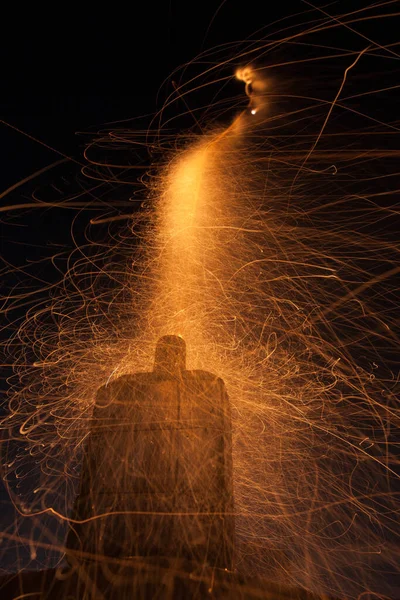Nahaufnahme Eines Feuerwerks Auf Dem Diwali Fest Das Zeigt Ein — Stockfoto