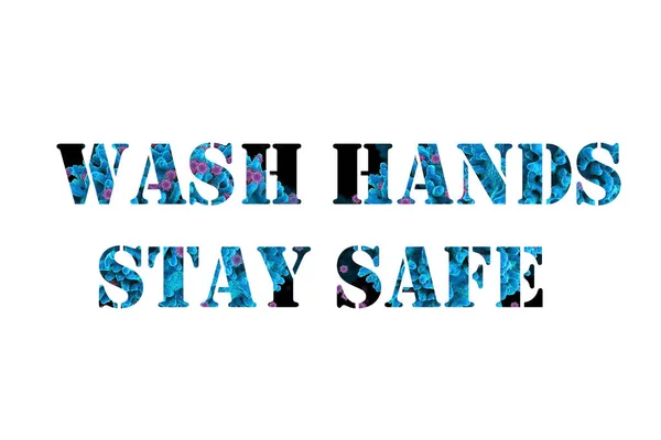 Будьте Безопасности Мыв Руки Текстовое Сообщение Предотвращения Распространения Covid — стоковое фото