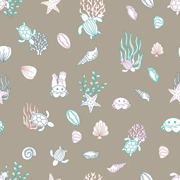 Okyanus yaşam dizaynı kusursuz bir tekrara sahip. Albüm, ambalaj, dekor, dekorasyon, el işi projeleri, kart yapımı, kumaş ve tekstil projelerinde kullanım için mükemmel..