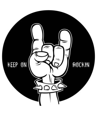 Metal bir el işareti, sembol ve kaya işaretinin vektör çizimi