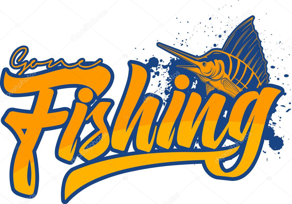A Vector illustration of a Fishing logo with blue marlin