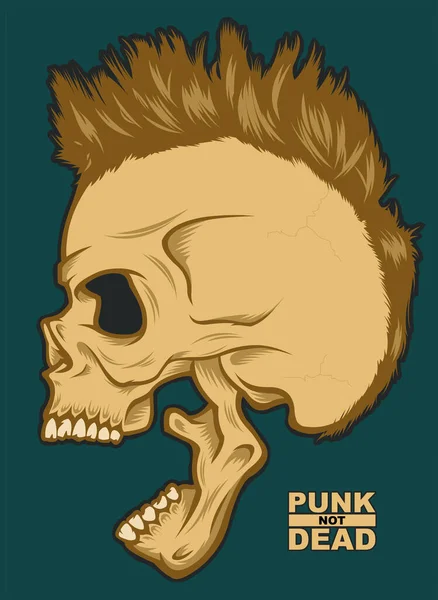 Uma Ilustração Vetorial Crânio Com Cabelo Estilo Punk Vetor De Stock