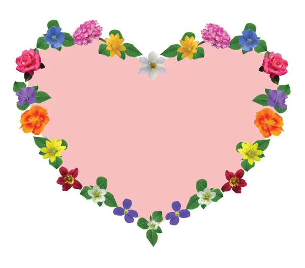 Amoureuze Hart Met Toepassing Van Levende Bloemen Plaats Voor Tekst — Stockfoto