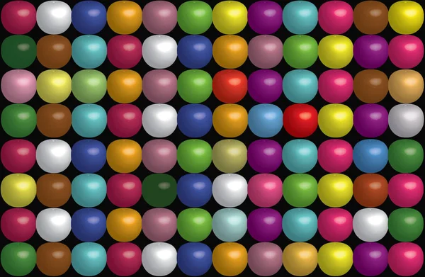 Colored balls of all colors on a black background.