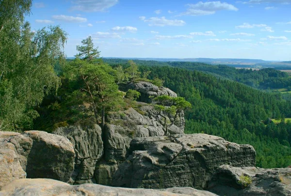 Skały Obszarów Chronionych Europie Nazwę Czeskiego Raju Widok Krajobrazy Skał — Zdjęcie stockowe