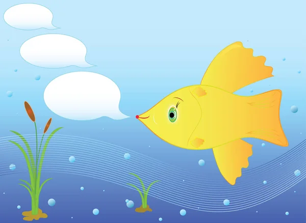 Золотая Рыбка Трех Желаний Сообщений Векторный Формат Jpg — стоковый вектор