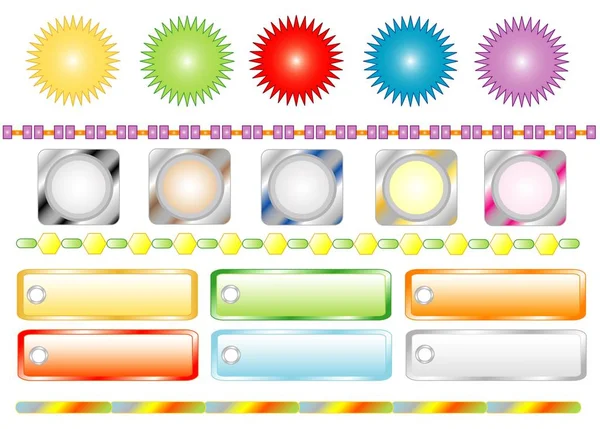 Objects Banners Frames Buttons Web White Isolated Vector — Stock Vector