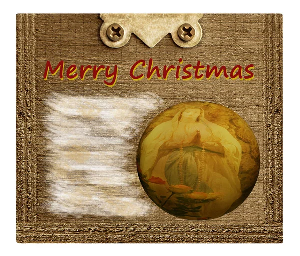 Merry Christmas Postcard Virgin Mary Place Text — Stock Photo, Image