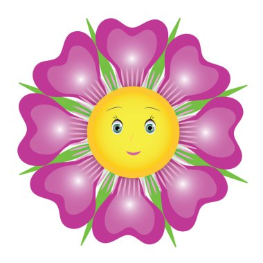 Vektör menekşe mor çiçek çizgi film.