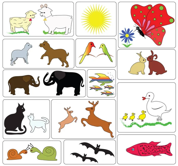 Animals stickers set. — Stock Vector