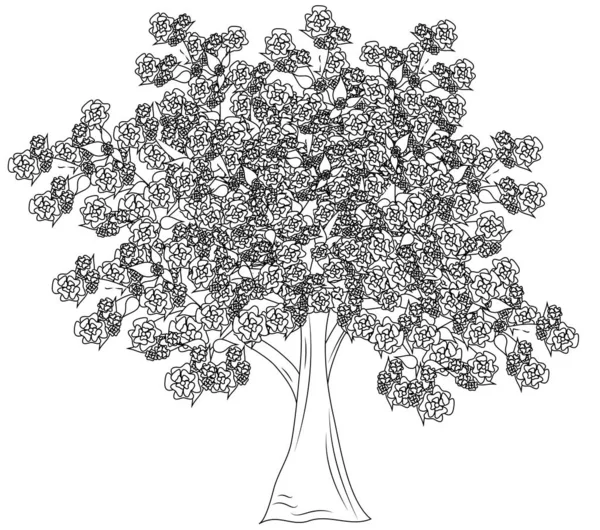 Jednokolorowe drzewo monochromatyczne — Wektor stockowy