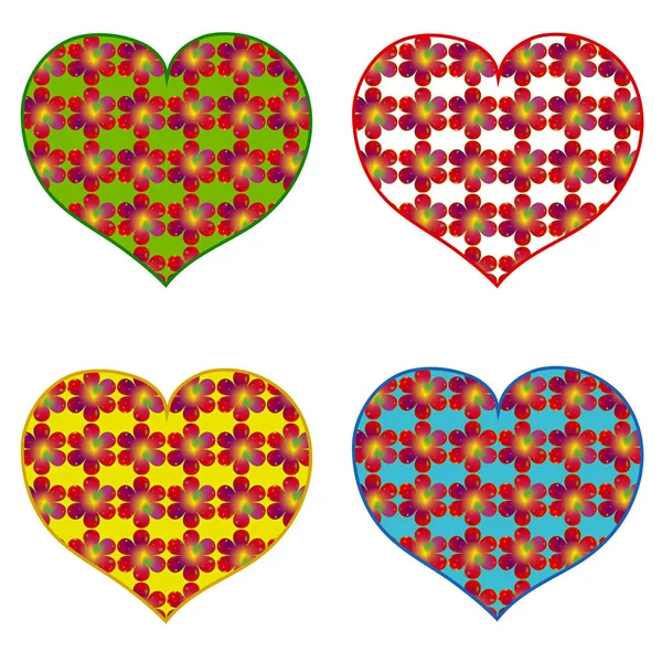 Set Colorful Floral Hearts — Stock Photo, Image