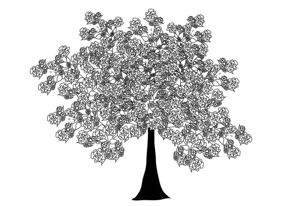 Monochromer Baum, Objekt isoliert — Stockvektor