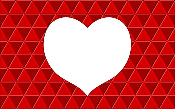 Bílý Rám Srdce Červeném Vzorovaném Pozadí Místo Pro Text — Stock fotografie